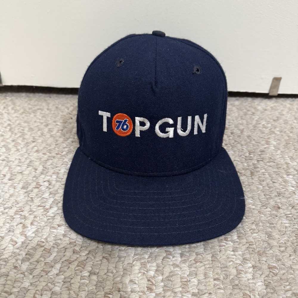 Vintage Top Gun 76 Navy Blue Hat Cap Snapback New Era Size M/L Made In USA